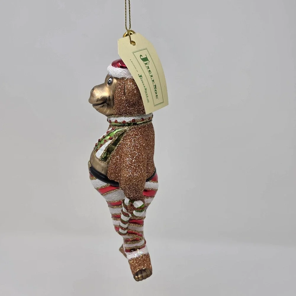 JingleNog Monkeyin Around White Ornament #80076 Hand Blown & Painted in Poland